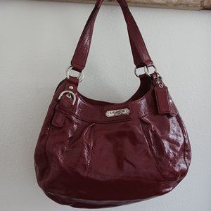 Coach Madison Patent Leather Maroon Shoulder Bag Purse
